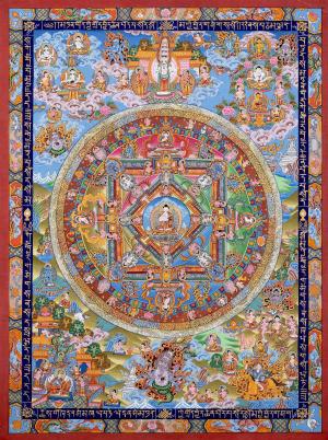 Original Hand painted Vairocana Buddha Mandala Thangka | Pancha Buddha | Meditation And Yoga | Tibetan Buddhist Thangka Painting