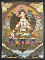 White Tara Female Bodhisattva Hand-Painted Tibetan Art