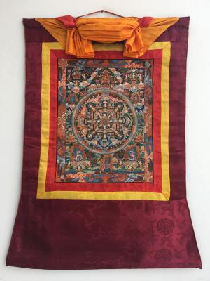Medium Sized Mahakala Mandala with Framing | Tibetan Buddhist Mandala With Wrathful Deity In Middle