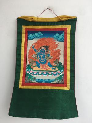 Arya Bodhisattva Vajrapani Thangka Painting with Brocade Mounted | Tantric Wrathful Bodhisattva Painting