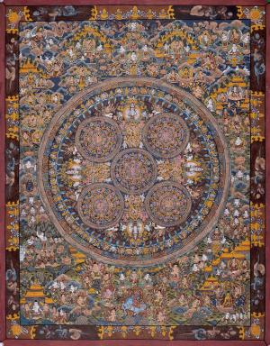 Vintage Authentic Buddha Mandala | Tibetan Wall Decoration Painting | Thangka Painting for Home Decor | Positive Energy, Peace & Good Luck