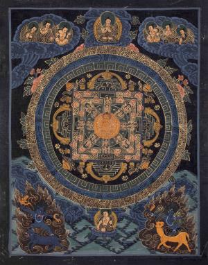 Vintage Buddha Mandala Thangka | Rare Genuine Hand Painted Tibetan thangka | Spiritual Art for Altar Decor | Wealth , Success & Good Luck