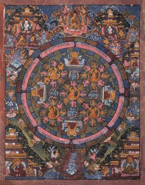 Rare Vintage Buddha Mandala |Healing Art, Holidays Gifts| Peace & Good Luck to house | Spiritual Art for Altar Decor | Spiritual Asian Art