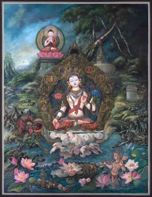 Original Hand Painted White Tara Thangka Art | Tibetan Buddhist Religious Painting | Wall Hanging For Meditation And Yoga | Divine Feminine