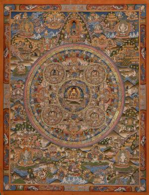 Beautiful Buddha Mandala Thangka | Tibetan Wall Decoration Painting | Rare Genuine Hand Painted Tibetan thangka | Sacred Wall Decor