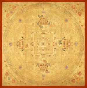 Kalachakra Mandala | Original Hand Painted Full 24K Gold Style Tibetan Thangka | Mindfulness Meditation Object of Focus For Our Wellbeing