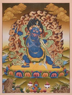 Vajrapani Bodhisattva Thangka Painting | Buddhist Art | Wall hanging Decoration for Peace And Well Being | Mindfulness Meditation Tool