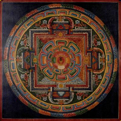Original Hand painted Vintage Kalash Mandala | Thangka Painting | Yoga Meditation Decor | Religious Wall Decor | Good Luck to House