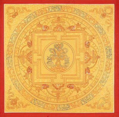Original Hand Painted Auspicious Mandala Tibetan Thangka Art | Wall Hanging Decor For Meditation And Yoga