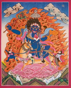Original Hand painted Palden Lhamo Thangka | Feminist Deity Vajrayana Travel Thangka For Practitioner | Religious Buddhist Alter Decor Art