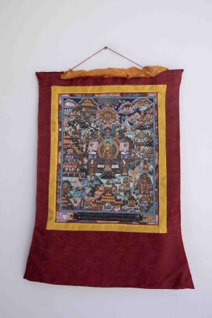 Vintage Buddha Life Story Thangka With Brocade | Timeless Beauty | Tibetan Wall Decor | Housewarming Gifts