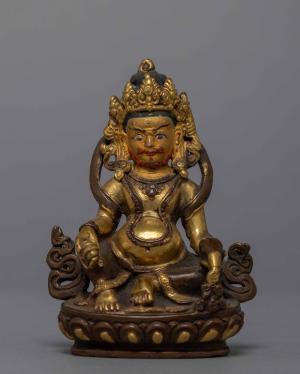 Vintage Dzambhala Statue | Spiritual Statues | Handcrafted Tibetan God of Wealth | Unique Home Decor and Prosperous Blessings | Home Decor