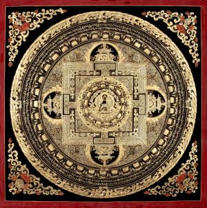 Full 24K Gold Style Shakyamuni Buddha Mandala | Wall Hanging Yoga Meditation Art | Mindfulness Meditation Object of Focus For Our Wellbeing