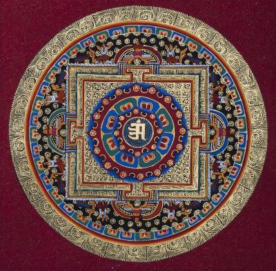 Original Handmade OM Mantra Mandala Thangka | Spiritual Arts