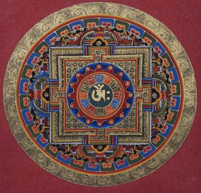Original Handmade OM Mantra Mandala Thangka | Meditation and Peace