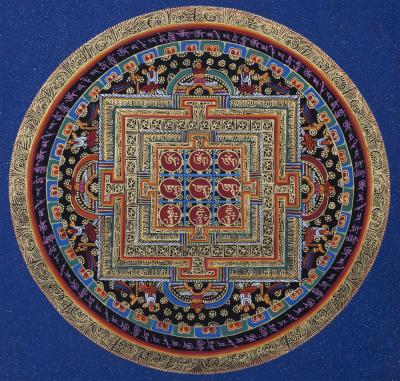 Original Handmade Om Mantra Mandala Thangka | Tibetan Arts