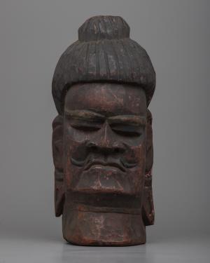 Handcrafted Antique Tibetan Wooden Mask | Buddhist Master Face Mask | Vintage Art Decor