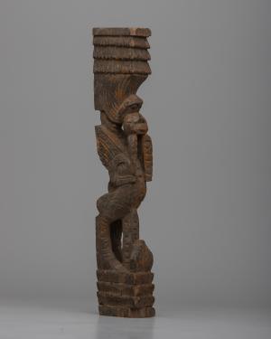 Hand Carved Traditional Tibetan Strut | Vintage Buddhist Wood Carving