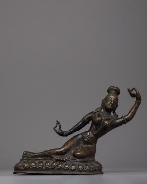 Graceful Saraswati Mata Statue | Dancing Apsara Figurine | Handcrafted Hindu Goddess Art