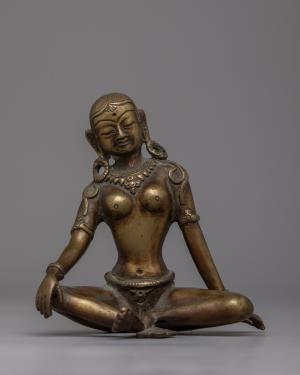 Vintage Parvati Statue | Goddess of Love and Devotion Seated | Divine Goddess in Serene Pose